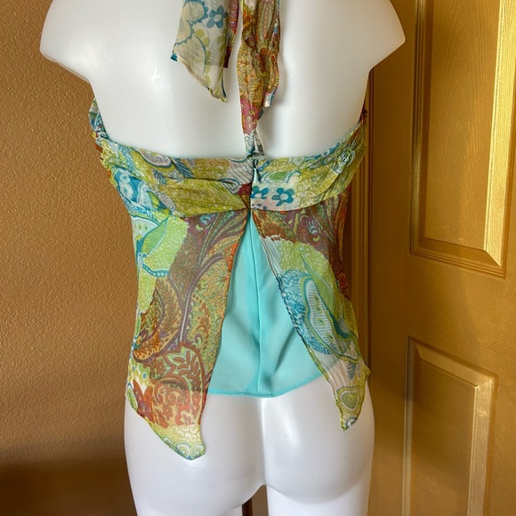 Y2K ice Paisley Halter Top - Multicolor. - Picture 6 of 8